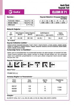 GeKa ELCOR R 71 Rutil Özlü Gazaltı Kaynak Teli E71T1CJ