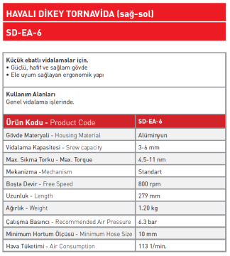 Havalı Dikey Tornavida SD - EA - 6