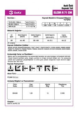 GeKa ELCOR R 71 CM Rutil Özlü Kaynak Teli E71T1C1M