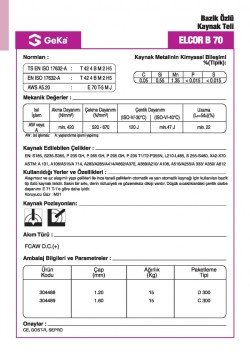 GeKa ELCOR B 70 Bazik Özlü Kaynak Teli E70T5MJ