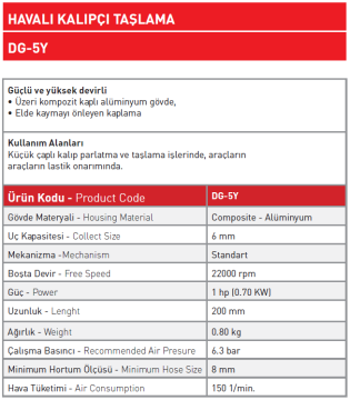 Havalı Kalıpçı Taşlama DG - 5Y