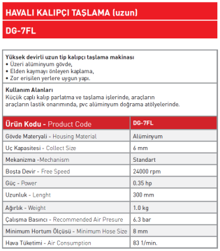 Havalı Kalıpçı Taşlama DG - 7FL