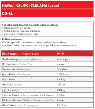 Havalı Kalıpçı Taşlama DG - 6L