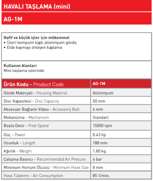 Havalı Mini Taşlama 50 MM AG - 1M