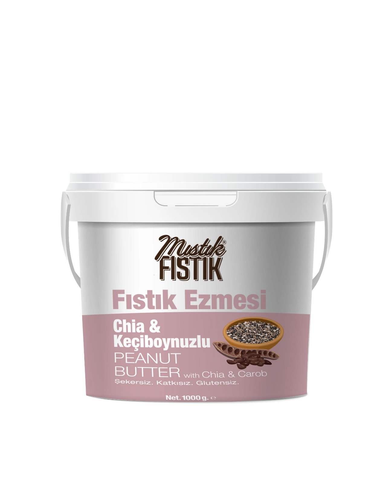 MF Chia & Keçiboynuzlu 1 Kg Fıstık Ezmesi (Şekersiz - Katkısız - Glutensiz)