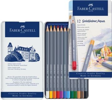 Faber Castell Creative Studio Goldfaber Aquarell Boya Kalemi Metal Kutu 12'li