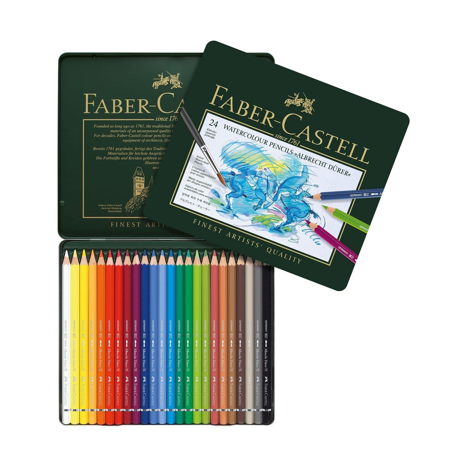 Faber Castell Albrecht Dürer Aquarell Boya Kalemi Metal Kutu 24'lü