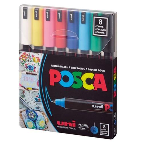 Uni Posca PC-1M Boyama Markörü 0.7 mm Ana Renkler 8'li Set