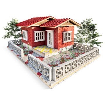 Eshel Maket Tuğla Sahil Villa Kırmızı Set