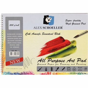 Alex Schoeller Çok Amaçlı Çizim Defteri 25*35 cm 200 gr 15 Sayfa