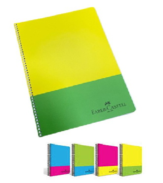 Faber Castell Neon Spiralli PP Kapak Defter A4 Çizgisiz 120 Yaprak