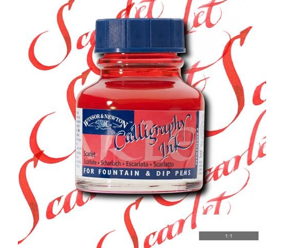 Winsor & Newton Kaligrafi Mürekkebi 30 ml. 601 Scarlet