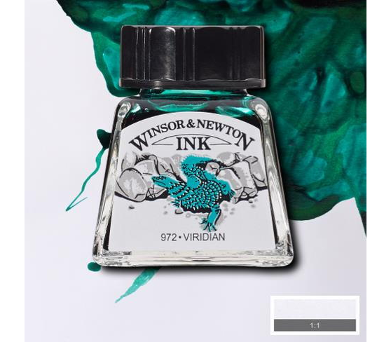 Winsor & Newton Drawing Ink Çizim ve Çini Mürekkebi 14 ml 692 Viridian