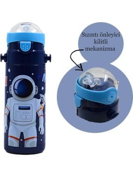 Muggle Pipetli Çelik Matara Uzay Desenli Astronot 550 ml