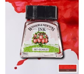 Winsor & Newton Drawing Ink Çizim ve Çini Mürekkebi 14 ml 601 Scarlet