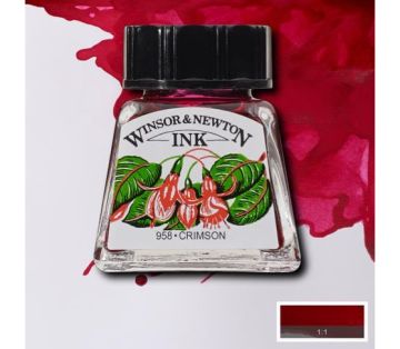 Winsor & Newton Drawing Ink Çizim ve Çini Mürekkebi 14 ml 203 Crimson