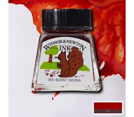 Winsor & Newton Drawing Ink Çizim ve Çini Mürekkebi 14 ml 074 Burnt Sienna