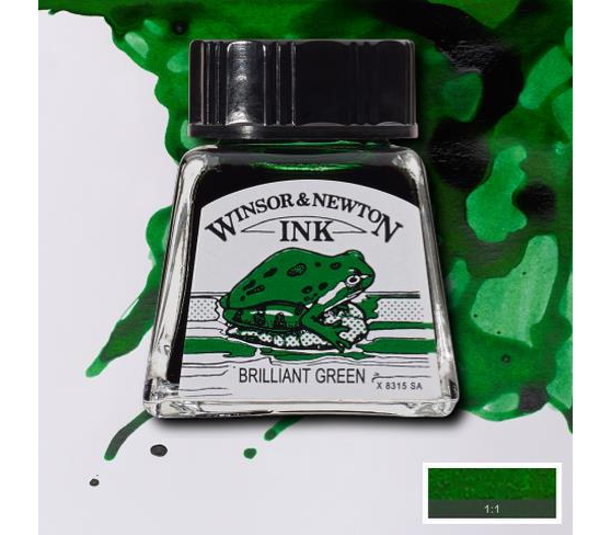 Winsor & Newton Drawing Ink Çizim ve Çini Mürekkebi 14 ml 046 Brilliant Green