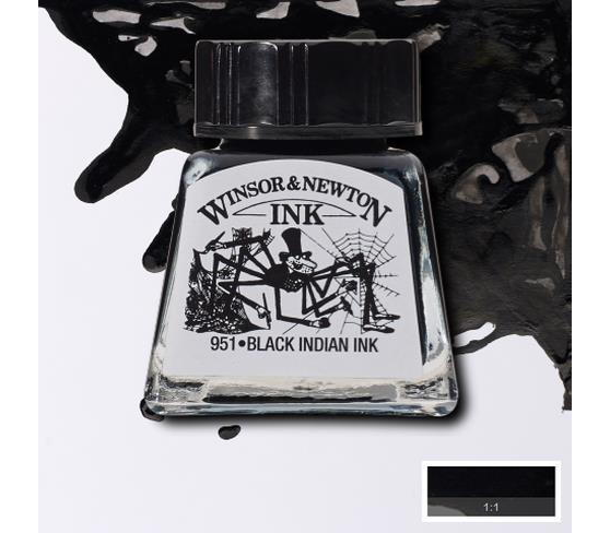 Winsor & Newton Drawing Ink Çizim ve Çini Mürekkebi 14 ml 030 Indıan Black