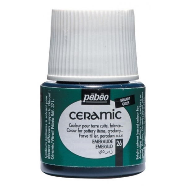 Pebeo Cam Ceramic Seramik Boyası 26 Emerald-Zümrüt Yeşili 45ML.