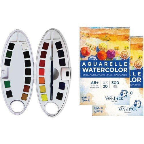 Pebeo Watercolor Oval Dizayn Aquarell 24''lü Set Defter Hediyeli