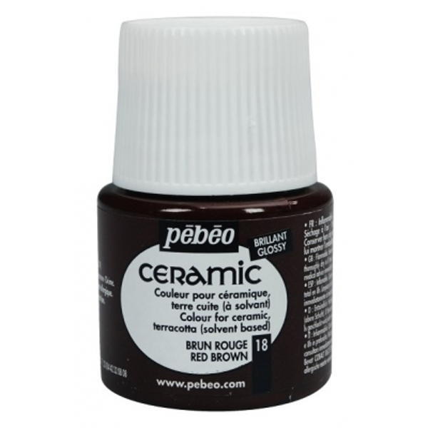 Pebeo Cam Ceramic Seramik Boyası 18 Red Brown-Kırmızı Kahverengi 45ML.