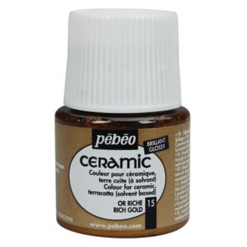 Pebeo Cam Ceramic Seramik Boyası 15 Rich Gold-Zengin Altın 45ML.