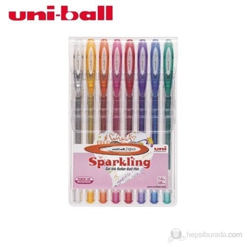 Uni-ball Signo Sparkling Simli Jel Mürekkepli Kalem 8'li Paket