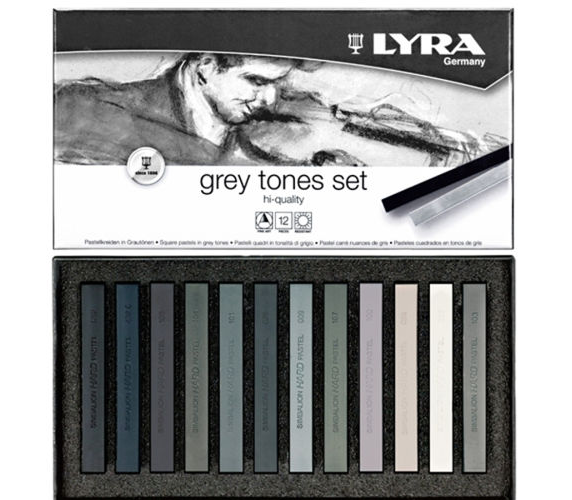 Lyra Polycrayons Soft - Toz Pastel 12 Renk GRİ TONLAR