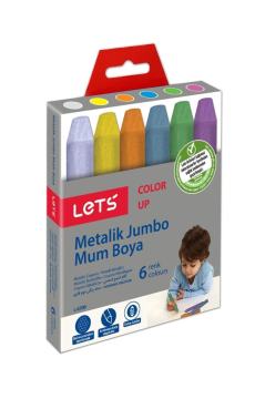 Lets 6 Renk Jumbo Metalik Pastel Mum Boya