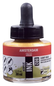 Amsterdam Sıvı Akrilik Mürekkep Boya 30ml 802-Light Gold