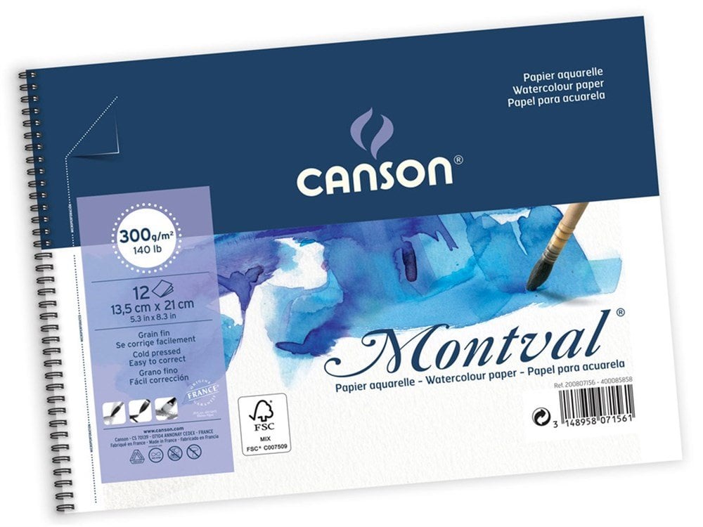 CANSON MONTVAL SPİRALLİ SULUBOYA BLOK 300 GR. A5 13,5*21 CM. 12 SAYFA