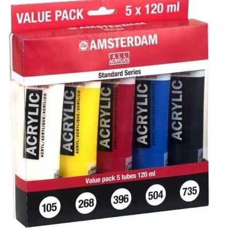 Talens Amsterdam Akrilik Boya 5 Renk x 120 ml. Set