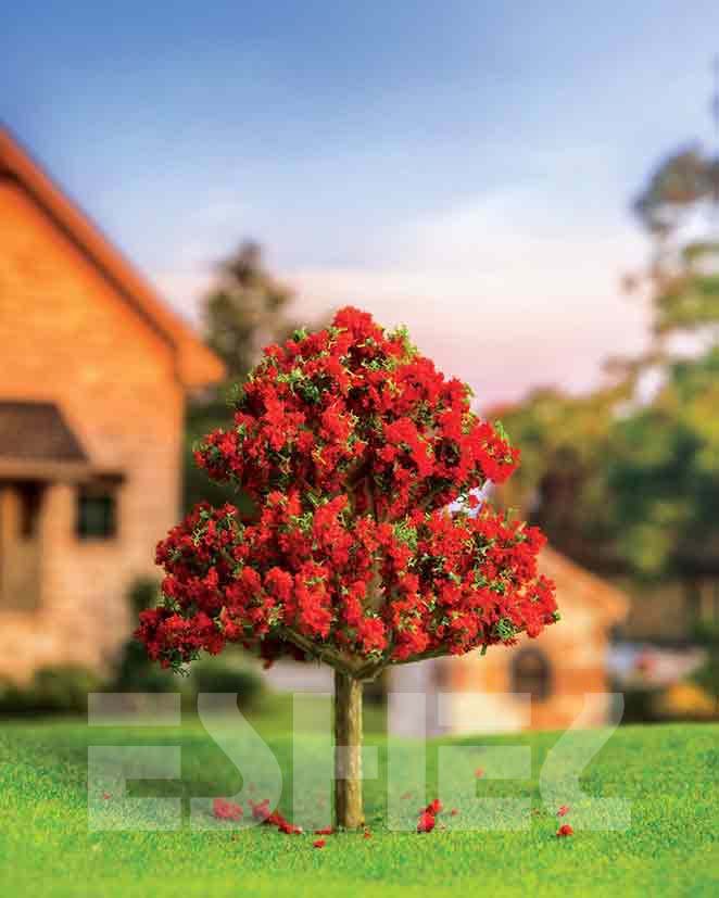Eshel Maket Kırmızı Renkli Ağaç 2'li Set 9 cm