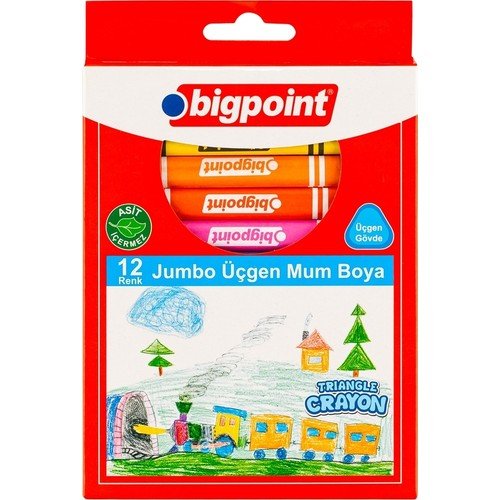 Bigpoint Üçgen Jumbo Mum Boya Crayon 12 Renk