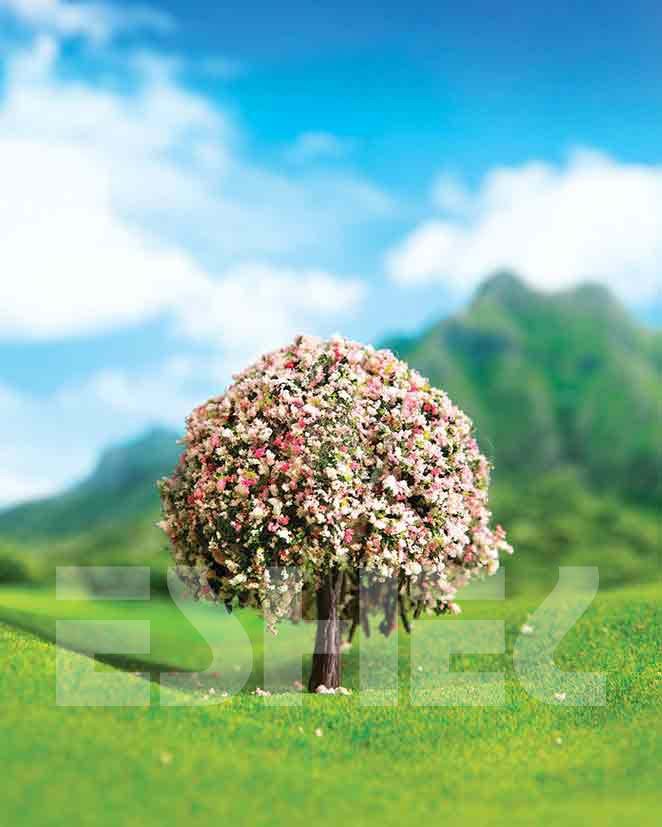 Eshel Maket Pamuk Çiçekli Ağaç 2'li Set 5.5 cm