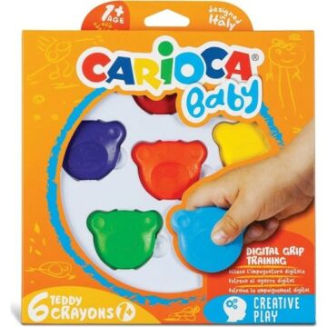 Carioca Teddy Şekilli Kirletmeyen Mum Boyal 6'lı