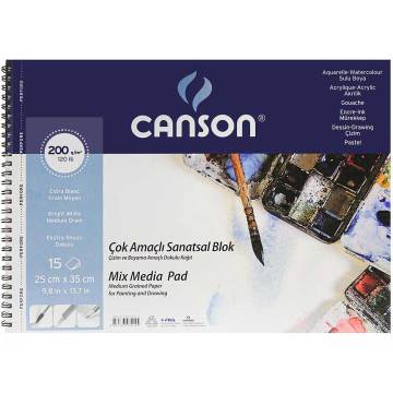 Canson Mix Media Çok Amaçlı Resim Defteri 25*35 cm 200 gr 15 Sayfa