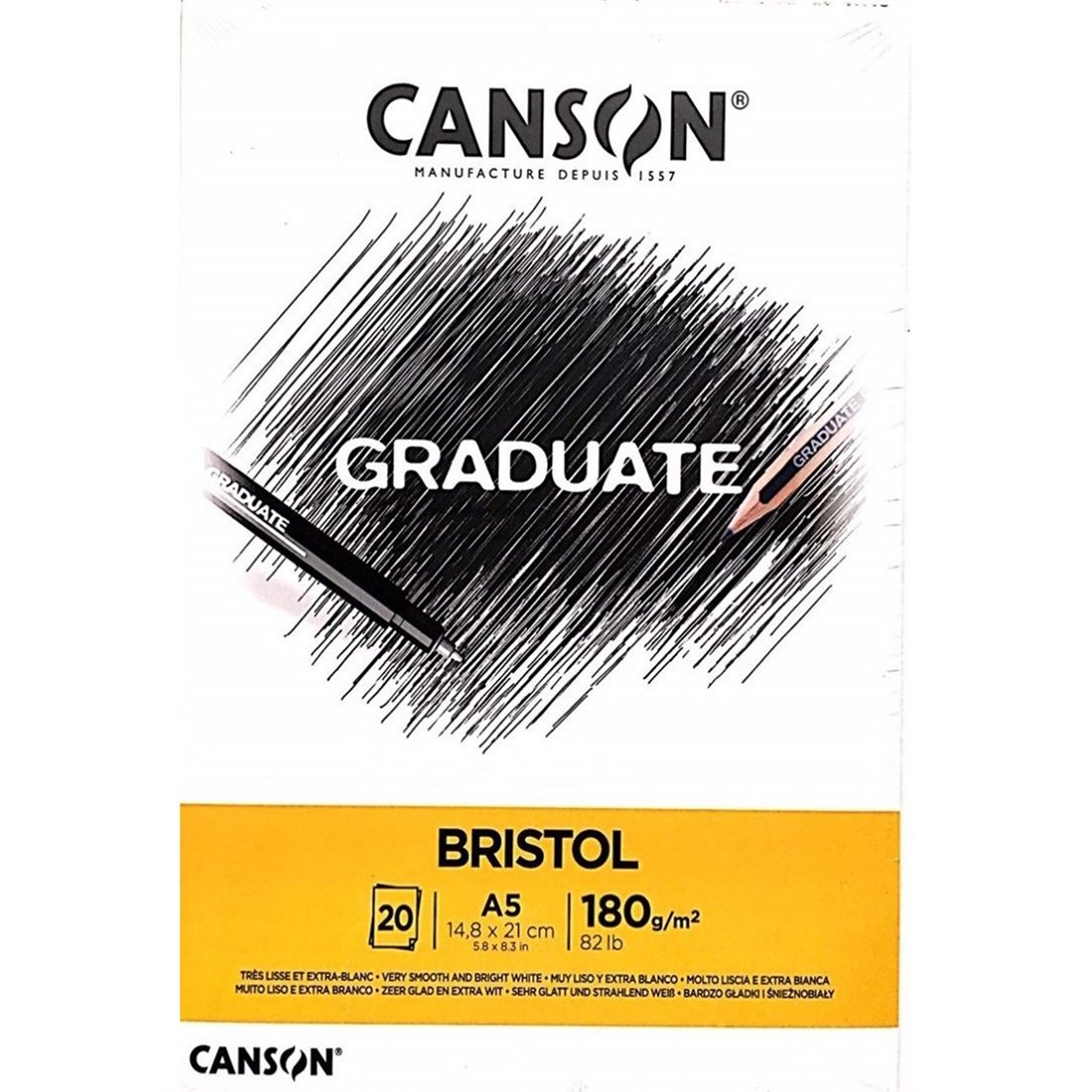 Canson Graduate Bristol Çizim Defteri A5 180gr 20 Yaprak