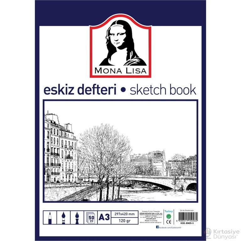 Südor Mona Lisa Eskiz Defteri Sketch Book A4 120 gr. 50 yp.