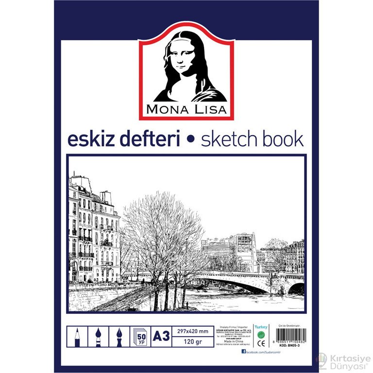 Südor Mona Lisa Eskiz Defteri Sketch Book A5 120 gr. 50 yp.