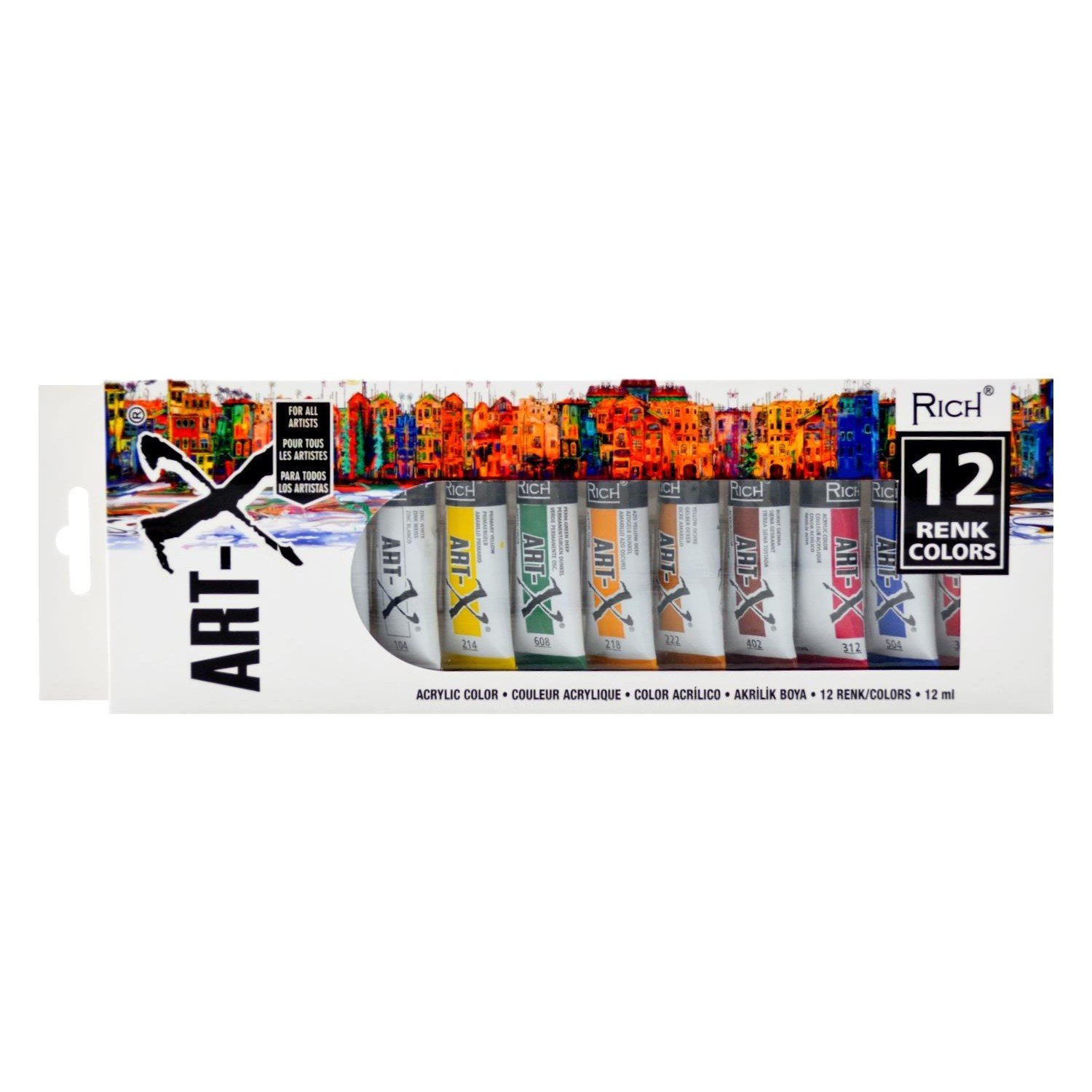 Rich Art-x 12 Ml 12 Renk Tüp Akrilik Boya