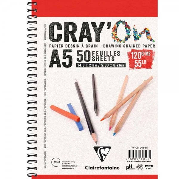 Clairefontaine Cray'On Çizim Blok A5 Yandan Spiralli 120 gr. 50 Yaprak