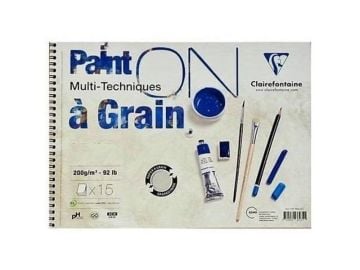 Clairefontaine Paint'On Çok Amaçlı Çizim Blok 35x50 200 gr. 15 Yaprak