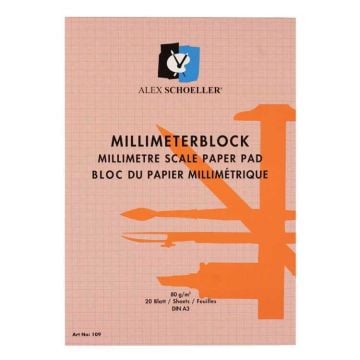Alex Schoeller Milimetrik Blok A3 20 Sayfa Kırmızı