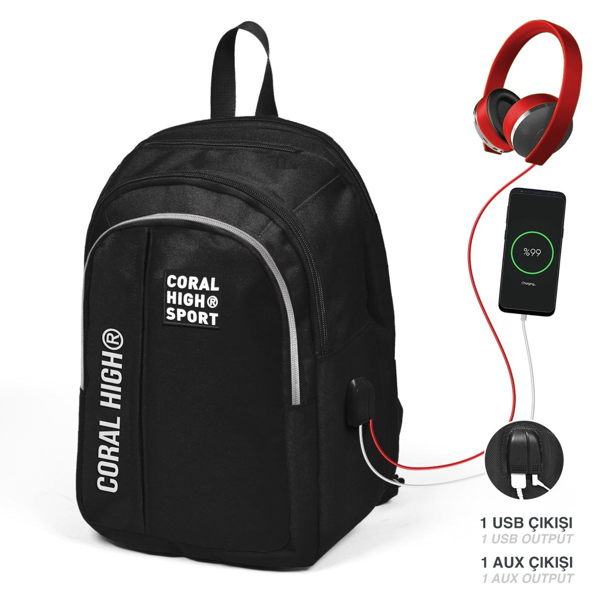 Coral High Lisanslı Sport Sırt Çanta USB+AUX (23241)