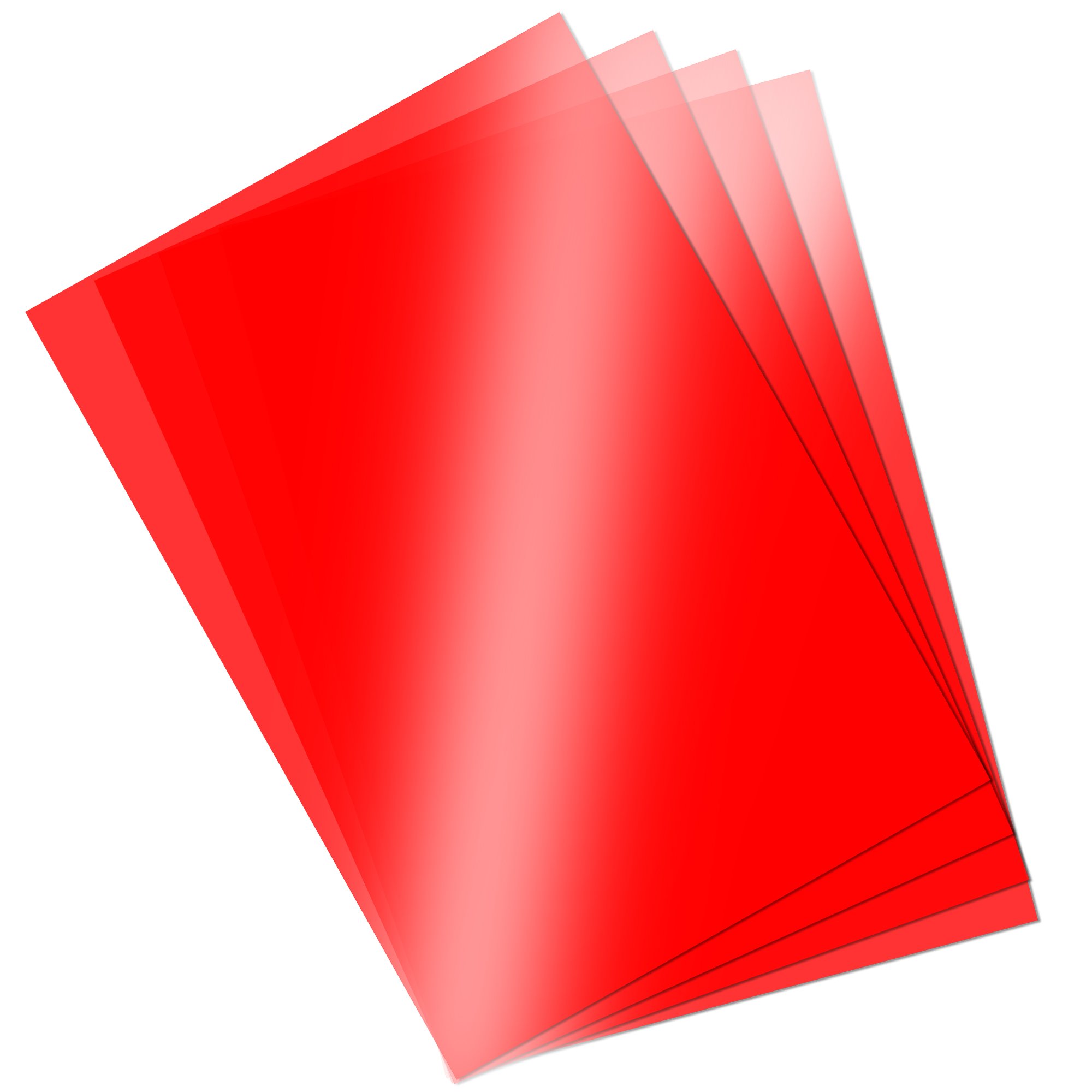 Asetat Kağıdı Kırmızı Renk Şeffaf 250 Mikron A4  5'li