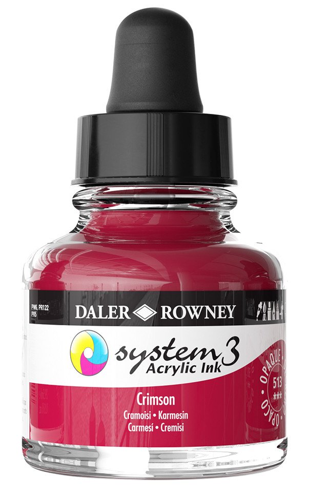 Daler Rowney System 3 Sıvı Akrilik Mürekkep Boya 29.5ml 513 Crimson