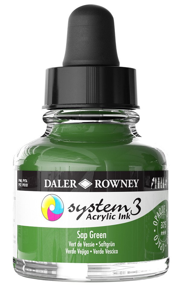 Daler Rowney System 3 Sıvı Akrilik Mürekkep Boya 29.5ml 375 Sap Green