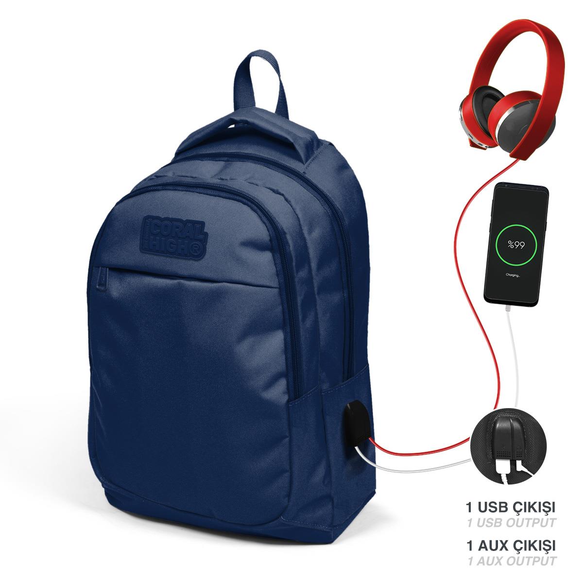 Coral High Lisanslı Sport Sırt Çanta USB+AUX (24313)